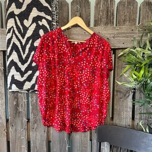 Elegant Red Floral Blouse for Women